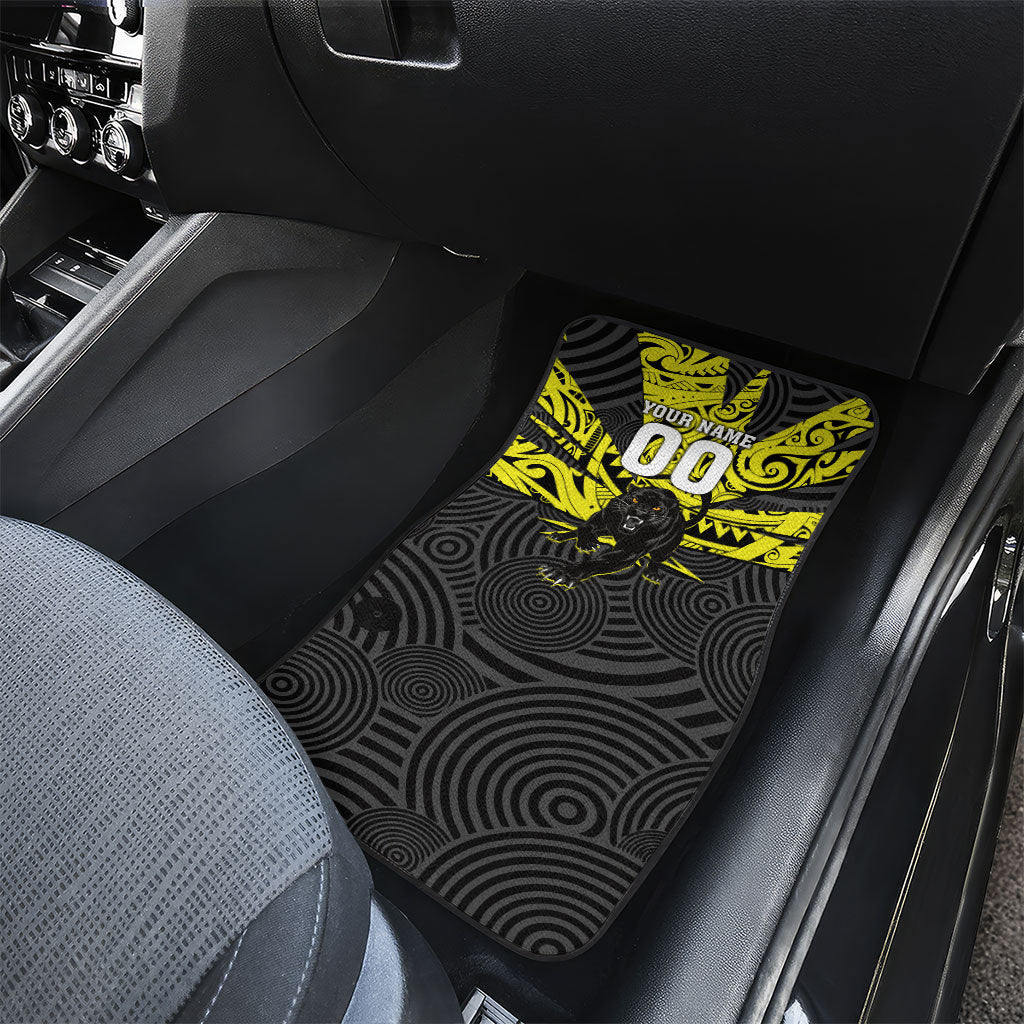 Custom Panthers Rugby 60th Anniversary Car Mats Penrith Polynesian Tribal Pattern - Traditional Tattoo
