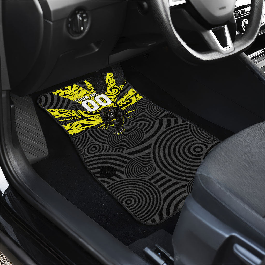 Custom Panthers Rugby 60th Anniversary Car Mats Penrith Polynesian Tribal Pattern - Traditional Tattoo