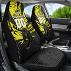 Custom Panthers Rugby 60th Anniversary Car Seat Cover Penrith Polynesian Tribal Pattern - Traditional Tattoo