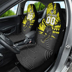 Custom Panthers Rugby 60th Anniversary Car Seat Cover Penrith Polynesian Tribal Pattern - Traditional Tattoo