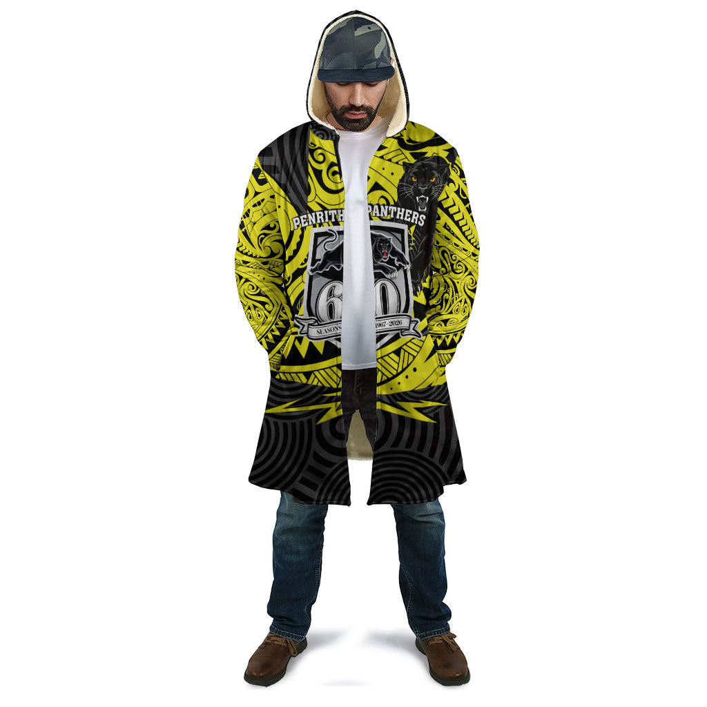 Custom Panthers Rugby 60th Anniversary Cloak Penrith Polynesian Tribal Pattern - Traditional Tattoo
