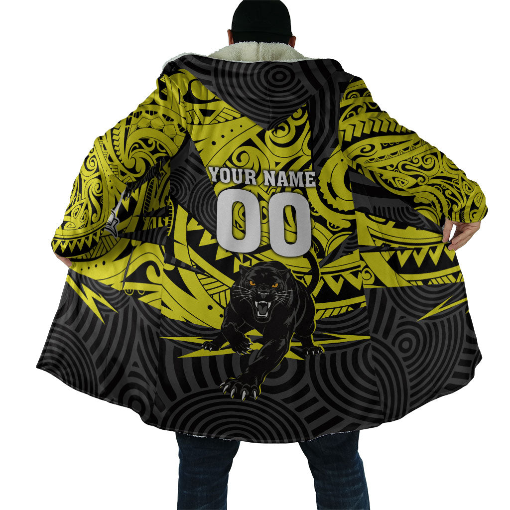 Custom Panthers Rugby 60th Anniversary Cloak Penrith Polynesian Tribal Pattern - Traditional Tattoo