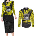 Custom Panthers Rugby 60th Anniversary Couples Matching Long Sleeve Bodycon Dress and Long Sleeve Button Shirt Penrith Polynesian Tribal Pattern - Traditional Tattoo