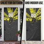 Custom Panthers Rugby 60th Anniversary Door Cover Penrith Polynesian Tribal Pattern - Traditional Tattoo