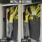 Custom Panthers Rugby 60th Anniversary Door Cover Penrith Polynesian Tribal Pattern - Traditional Tattoo