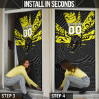 Custom Panthers Rugby 60th Anniversary Door Cover Penrith Polynesian Tribal Pattern - Traditional Tattoo