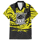 Custom Panthers Rugby 60th Anniversary Family Matching Off The Shoulder Long Sleeve Dress and Hawaiian Shirt Penrith Polynesian Tribal Pattern - Traditional Tattoo