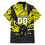 Custom Panthers Rugby 60th Anniversary Family Matching Off The Shoulder Long Sleeve Dress and Hawaiian Shirt Penrith Polynesian Tribal Pattern - Traditional Tattoo