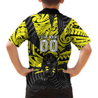Custom Panthers Rugby 60th Anniversary Family Matching Off Shoulder Maxi Dress and Hawaiian Shirt Penrith Polynesian Tribal Pattern - Traditional Tattoo
