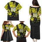 Custom Panthers Rugby 60th Anniversary Family Matching Puletasi and Hawaiian Shirt Penrith Polynesian Tribal Pattern - Traditional Tattoo