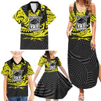 Custom Panthers Rugby 60th Anniversary Family Matching Summer Maxi Dress and Hawaiian Shirt Penrith Polynesian Tribal Pattern - Traditional Tattoo