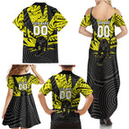 Custom Panthers Rugby 60th Anniversary Family Matching Summer Maxi Dress and Hawaiian Shirt Penrith Polynesian Tribal Pattern - Traditional Tattoo