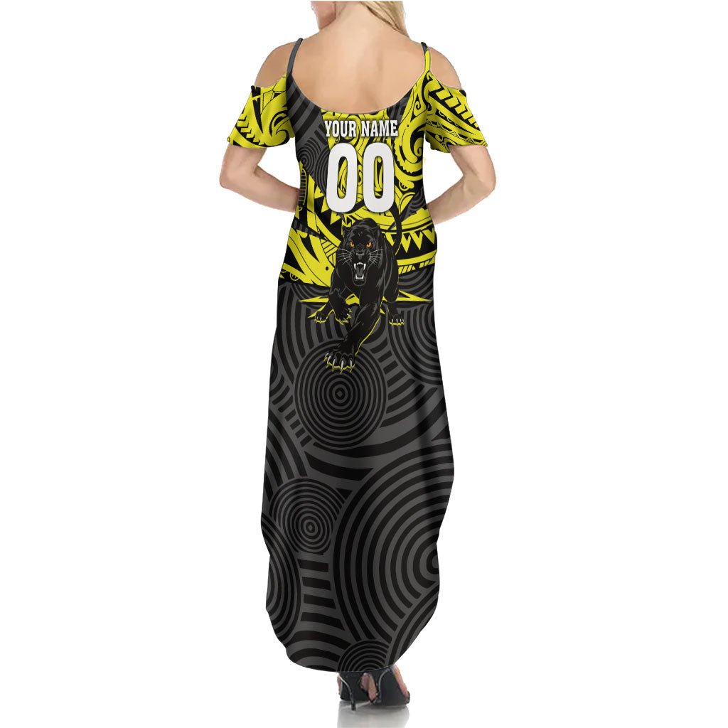 Custom Panthers Rugby 60th Anniversary Family Matching Summer Maxi Dress and Hawaiian Shirt Penrith Polynesian Tribal Pattern - Traditional Tattoo