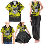 Custom Panthers Rugby 60th Anniversary Family Matching Tank Maxi Dress and Hawaiian Shirt Penrith Polynesian Tribal Pattern - Traditional Tattoo