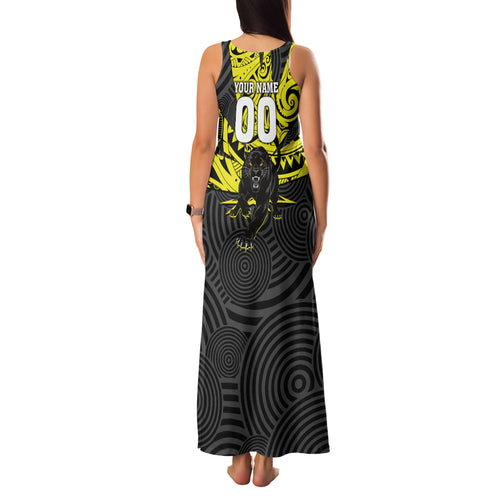 Custom Panthers Rugby 60th Anniversary Family Matching Tank Maxi Dress and Hawaiian Shirt Penrith Polynesian Tribal Pattern - Traditional Tattoo