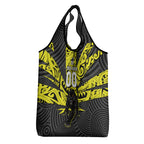 Custom Panthers Rugby 60th Anniversary Grocery Bag Penrith Polynesian Tribal Pattern - Traditional Tattoo