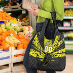 Custom Panthers Rugby 60th Anniversary Grocery Bag Penrith Polynesian Tribal Pattern - Traditional Tattoo