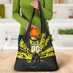 Custom Panthers Rugby 60th Anniversary Grocery Bag Penrith Polynesian Tribal Pattern - Traditional Tattoo