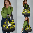 Custom Panthers Rugby 60th Anniversary Grocery Bag Penrith Polynesian Tribal Pattern - Traditional Tattoo
