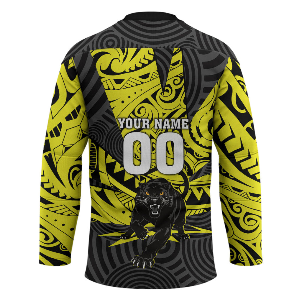 Custom Panthers Rugby 60th Anniversary Hockey Jersey Penrith Polynesian Tribal Pattern - Traditional Tattoo