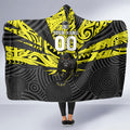 Custom Panthers Rugby 60th Anniversary Hooded Blanket Penrith Polynesian Tribal Pattern - Traditional Tattoo