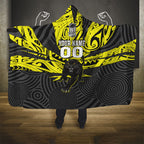 Custom Panthers Rugby 60th Anniversary Hooded Blanket Penrith Polynesian Tribal Pattern - Traditional Tattoo