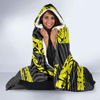 Custom Panthers Rugby 60th Anniversary Hooded Blanket Penrith Polynesian Tribal Pattern - Traditional Tattoo