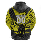Custom Panthers Rugby 60th Anniversary Hoodie Penrith Polynesian Tribal Pattern - Traditional Tattoo