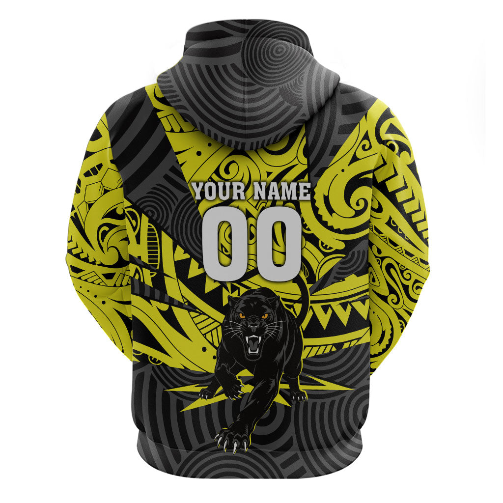 Custom Panthers Rugby 60th Anniversary Hoodie Penrith Polynesian Tribal Pattern - Traditional Tattoo