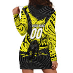 Custom Panthers Rugby 60th Anniversary Hoodie Dress Penrith Polynesian Tribal Pattern - Traditional Tattoo