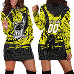 Custom Panthers Rugby 60th Anniversary Hoodie Dress Penrith Polynesian Tribal Pattern - Traditional Tattoo