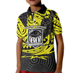Custom Panthers Rugby 60th Anniversary Kid Polo Shirt Penrith Polynesian Tribal Pattern - Traditional Tattoo