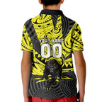 Custom Panthers Rugby 60th Anniversary Kid Polo Shirt Penrith Polynesian Tribal Pattern - Traditional Tattoo
