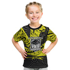 Custom Panthers Rugby 60th Anniversary Kid T Shirt Penrith Polynesian Tribal Pattern - Traditional Tattoo