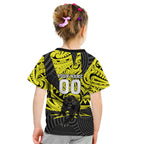 Custom Panthers Rugby 60th Anniversary Kid T Shirt Penrith Polynesian Tribal Pattern - Traditional Tattoo