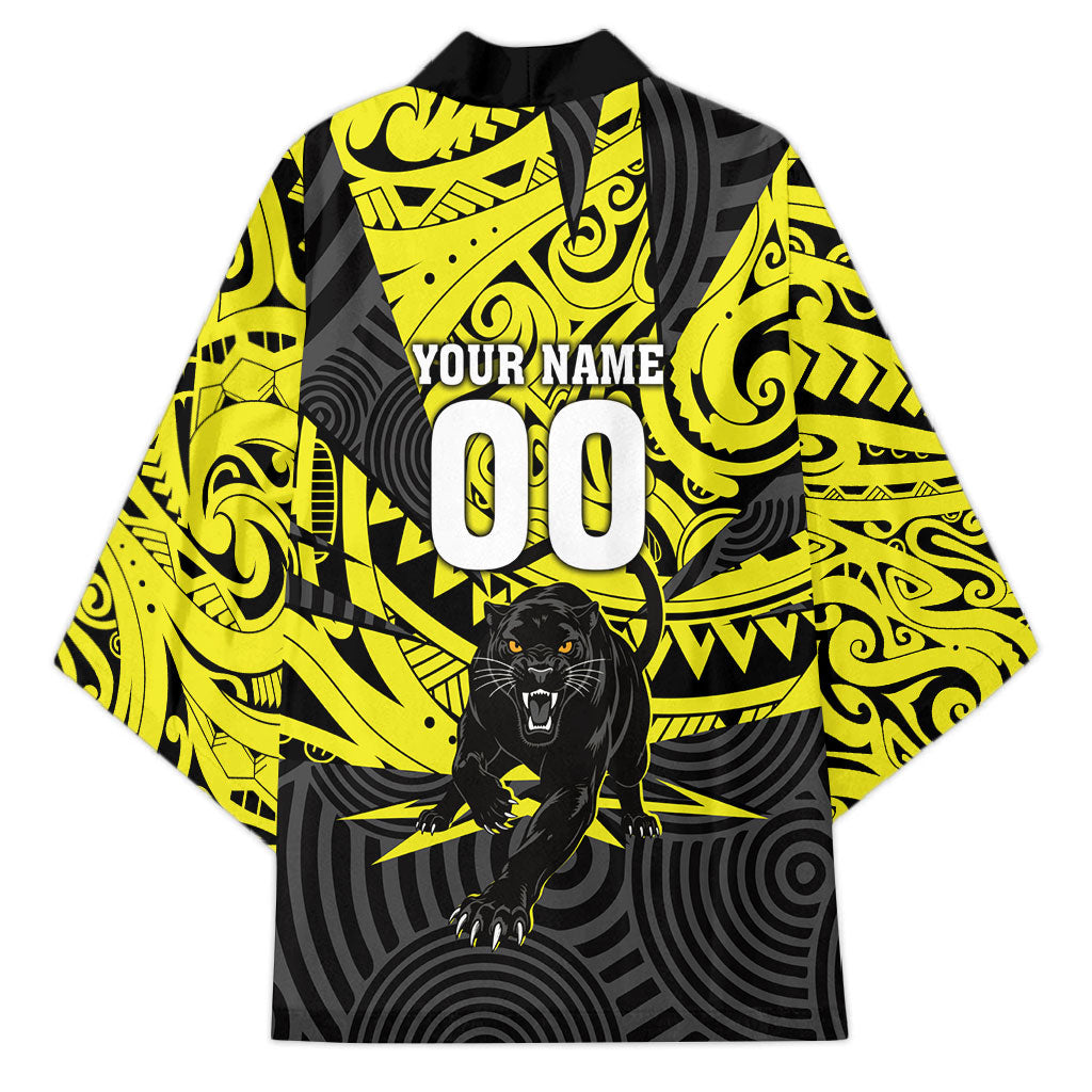 Custom Panthers Rugby 60th Anniversary Kimono Penrith Polynesian Tribal Pattern - Traditional Tattoo