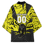 Custom Panthers Rugby 60th Anniversary Kimono Penrith Polynesian Tribal Pattern - Traditional Tattoo
