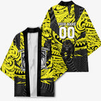 Custom Panthers Rugby 60th Anniversary Kimono Penrith Polynesian Tribal Pattern - Traditional Tattoo