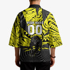 Custom Panthers Rugby 60th Anniversary Kimono Penrith Polynesian Tribal Pattern - Traditional Tattoo