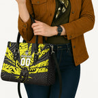 Custom Panthers Rugby 60th Anniversary Leather Bag Penrith Polynesian Tribal Pattern - Traditional Tattoo