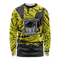 Custom Panthers Rugby 60th Anniversary Long Sleeve Shirt Penrith Polynesian Tribal Pattern - Traditional Tattoo