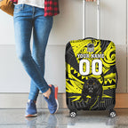 Custom Panthers Rugby 60th Anniversary Luggage Cover Penrith Polynesian Tribal Pattern - Traditional Tattoo
