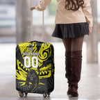 Custom Panthers Rugby 60th Anniversary Luggage Cover Penrith Polynesian Tribal Pattern - Traditional Tattoo