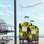 Custom Panthers Rugby 60th Anniversary Luggage Cover Penrith Polynesian Tribal Pattern - Traditional Tattoo