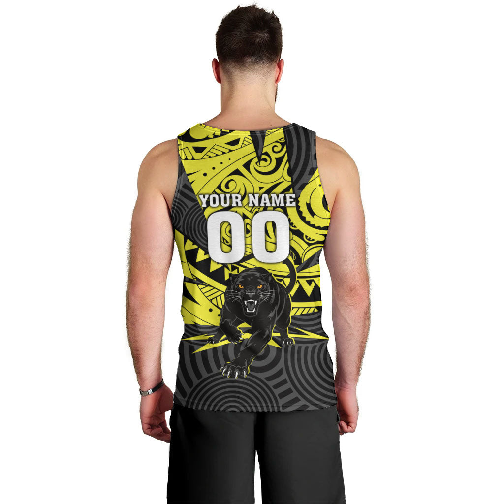 Custom Panthers Rugby 60th Anniversary Men Tank Top Penrith Polynesian Tribal Pattern - Traditional Tattoo