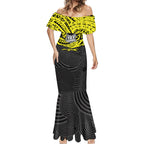 Custom Panthers Rugby 60th Anniversary Mermaid Dress Penrith Polynesian Tribal Pattern - Traditional Tattoo
