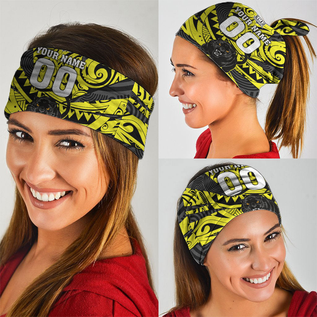 Custom Panthers Rugby 60th Anniversary Neck Gaiter Penrith Polynesian Tribal Pattern - Traditional Tattoo
