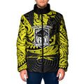 Custom Panthers Rugby 60th Anniversary Padded Jacket Penrith Polynesian Tribal Pattern - Traditional Tattoo