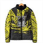 Custom Panthers Rugby 60th Anniversary Padded Jacket Penrith Polynesian Tribal Pattern - Traditional Tattoo