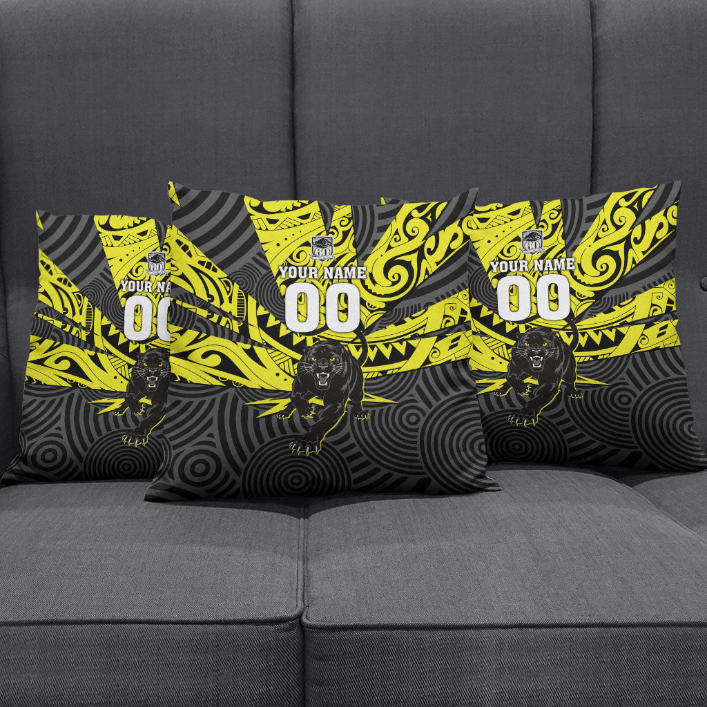 Custom Panthers Rugby 60th Anniversary Pillow Cover Penrith Polynesian Tribal Pattern - Traditional Tattoo
